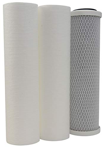 AQUAWATER - 104205 - Kit 3 cartouches pour Osmoseur comprenant 2 cartouches de filtration (20µ et 5µ), - Pour bol de taille standard 10' - Durée des cartouches : 6 mois