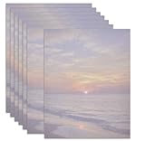 100 Beach Stationary Paper Sunset Stationery Printer Letterhead Ocean Themed Decorative Writing for...