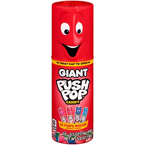Push Pop Giant Container with Individually Wrapped Lollipop Easter Variety Party Pack Lollipop Suckers in Fruity Fun Candy for Easter Candy Gifts Easter Baskets, Assorted Flavors, 10 Count