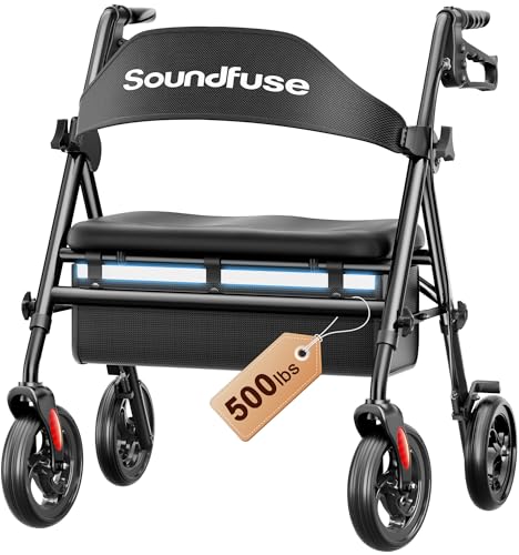 SOUNDFUSE Bariatric Walker for Seniors with Extra Wide Seat, 500lb Hea