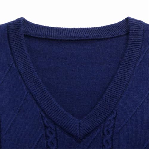 Vsadsau Men Wool Blend Knit Vest Solid Sleeveless Sweater Casual V Neck Pullover Slim Fit Waistcoat3