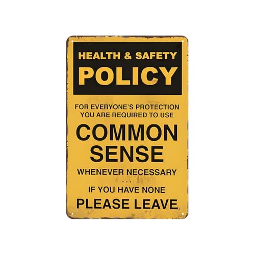 Vintage Metal Tin Sign-Common Sense Policy Grunge Wall Decor for Home & Office-Funny Retro Plaque Poster-12x8 Inch