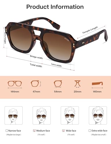Image of SOJOS Retro Thick Polarized Aviator Sunglasses for Women Men, Large Trendy Bold Square Pilot Shades SJ2385