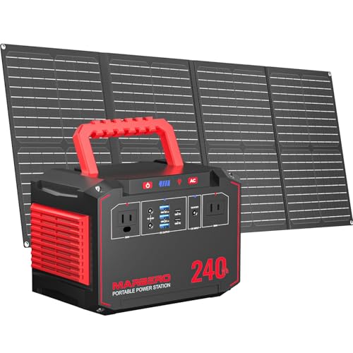 Image of MARBERO Solar Generator 240Wh 300W Portable Power Station with Solar Panel 60W Included Backup Lithium Battery with AC Outlets for Camping Home Outdoor Emergency Hiking Travel