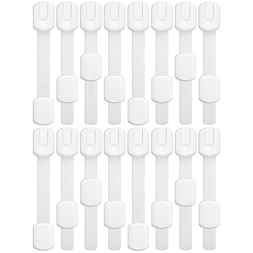 WELLGRO 8, 16 oder 32er Set Baby Kindersicherung zum Absichern für Schubladen und Schränke, Schubladensicherung, längenverstellbar, Stückzahl:16 Stück