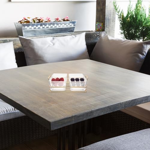 Plateau de service à fruits en verre et acier inoxydable à compartiments - 6