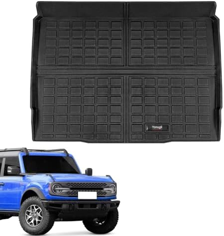 Custom for 2021-2025 2026 Ford Bronco 4 Door Cargo Mats Trunk Liner All Weather TPE Protection Mat Accessories (Not for Sport and 2 Door) - 1