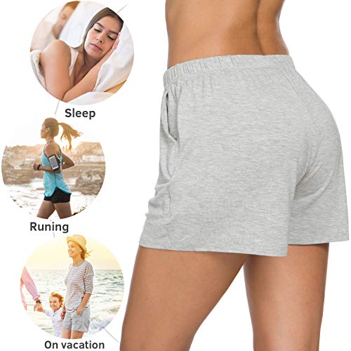 Vislivin Women's Pyjama Bottoms Sleep Shorts Stretchy Pyjama Pants Black/Grey-1 S - Image 4