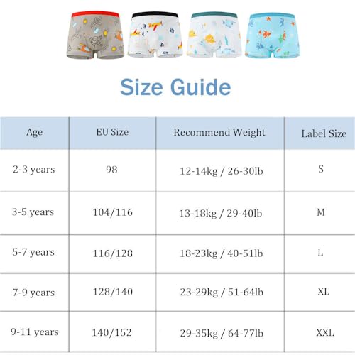 FedMois Culotte Garçon Coton Boxer sous-vêtement 3-11 Ans, Lot de 8, Avions et navires, 5-7 Ans – vue 7