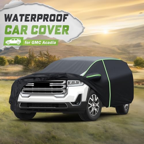 Image of Mixsuper Liner Car Cover for GMC Acadia 2007-2026, Waterproof Car Cover Accessories for Acadia with Zipper Door, Windproof Straps, Reflective Strips, Anti-UV, All Weather