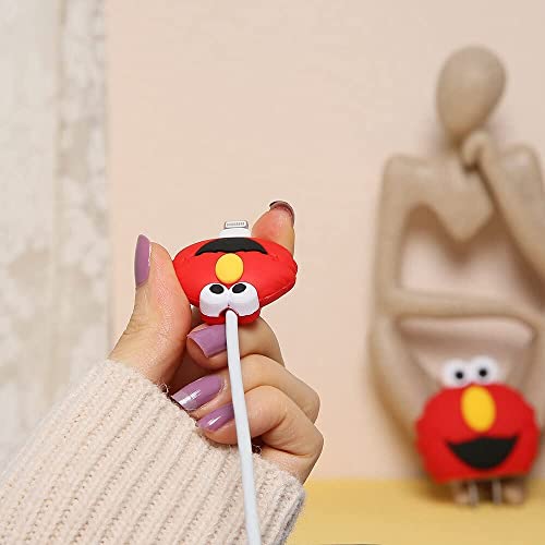 Image of Cartoon 3D Design Protective Case for 18W 20W iPhone 14 13 12 11 Pro Max Fast Charging Cable Adapter Charger, Cute Cartoon Lightning Data Cable Case for iPhone Charger Red-sesame
