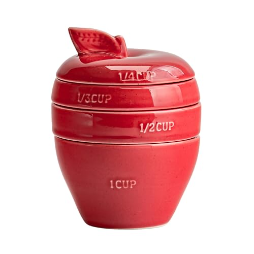Vaso medidor cerámico en forma de rebanada de manzana miniatura 2