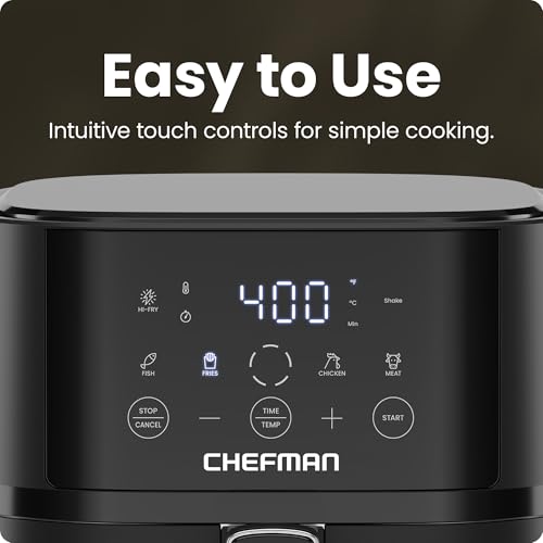 Chefman Air Fryer – 4 QT Compact Airfryer for Quick & Easy Meals in Minutes, Features Hi-Fry Technology for Extra Crisp, Touchscreen Controls with 4 Presets, Nonstick & Dishwasher Safe Basket - Black image 5