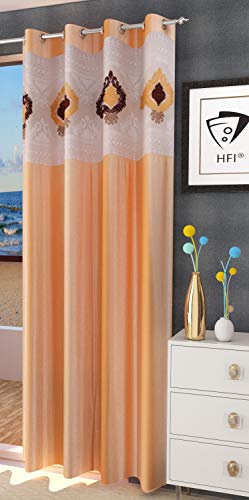 Image of LaVichitra Polyester Door Curtain with Designer Net (7ft, Beige) -1 Piece