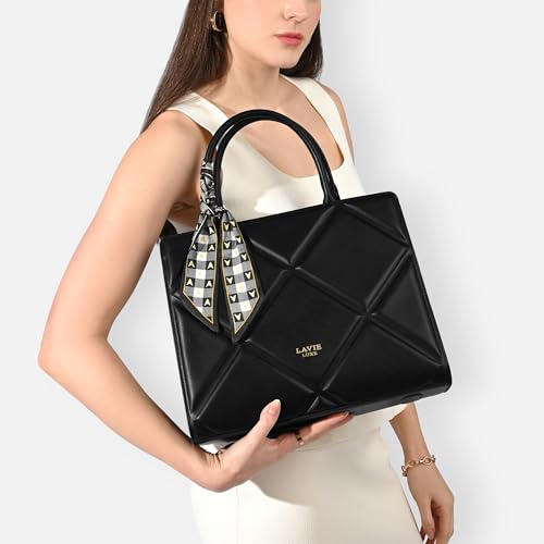 Image of Lavie Luxe Women's Quare25 Medium Debossed Satchel Handbag for Women | Satchel Bag for Work | Ladies purse | Stylish Shoulder Bag | Gift for Women