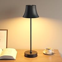 UPXNBOR LED Tischlampe Kabellos, Akku Tischleuchte Kabellos, Indoor und Outdoor Tischlampe Akku, 3-stufig dimmbares Warmlicht, IP54 Wasserdicht, Gebogenes Vollmetallgehäuse, Schwarz