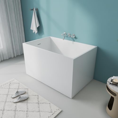 Higeine 43.3" Premium Contemporary Free Standing Bathtubs, Upgraded Glossy White