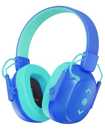 Doohoeek Bluetooth Gehörschutz für Kinder, Bluetooth 6.0 Kopfhörer mit 85dB Lautstärkebegrenzer, 35H Spielzeit, 800mAh Wiederaufladbare Batterie, Faltbares Design & Passiver Lärmschutz, Blau