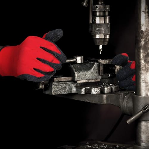 Image of Multipurpose Nylon Anti Cut PU Nitrile Coating Work Safety Gloves Black-Red Pair 1