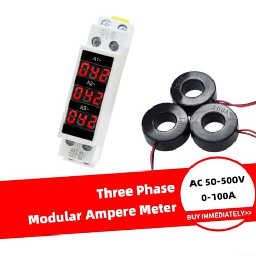Ampèremètre modulaire triphasé AC80-500V pour rail DIN 35 mm