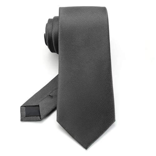 Junmaxroad Charcoal Dark Gray Ties For Men Solid Color Formal Neckties 3.15 (8CM) Mens Ties