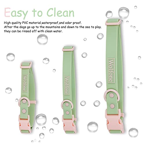 Wolfone Waterproof Dog Collar With Quick Release Buckle， Cute Adjustable Collar For Dogs Comfort Sturdy Durable Odor Proof Easy Care（Mint Green 37.5-55Cm） #TOP4