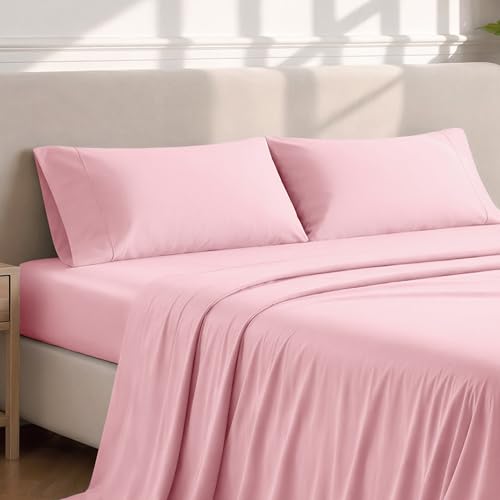 Image of Bare Home Microfiber Pillow Cases - Standard /Queen Size Set of 2 - Cooling Pillowcases - Double Brushed - Light Pink Pillowcases 2 Pack - Easy Care (Standard Pillowcase Set of 2, Light Pink)