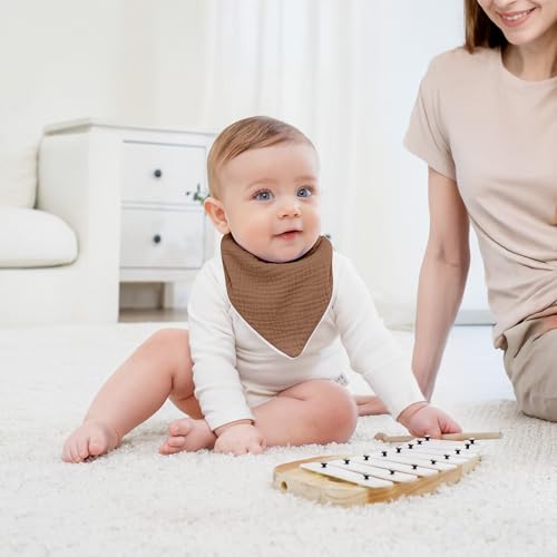 Susurration Lätzchen Baby Dreieckstuch Baby Musselin Halstuch Baby für Junge und Mädchen,Sabberlätzchen Baby Verstellbare (Rosabraun) – Ansicht 4