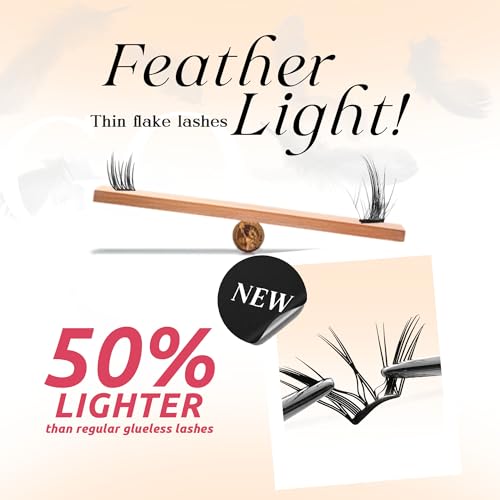 GAQQI Self Adhesive Lash Clusters, Pre Glued Eyelashes 10-14mm Wispy Cluster Lashes, Press On No Glue False Eyelashes, Strong Adhesive & Reusable Glueless（PG4） - Thumbnail 3