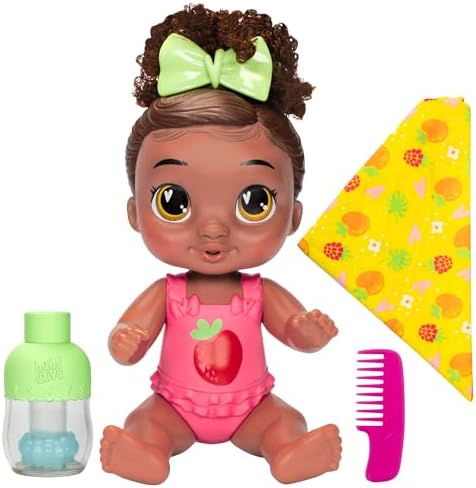 Baby Alive Shampoo Snuggle Berry Boo Black Hair 11 Inch Water Baby Doll Playset, Toys for 3 Year Old Girls & Boys & Up