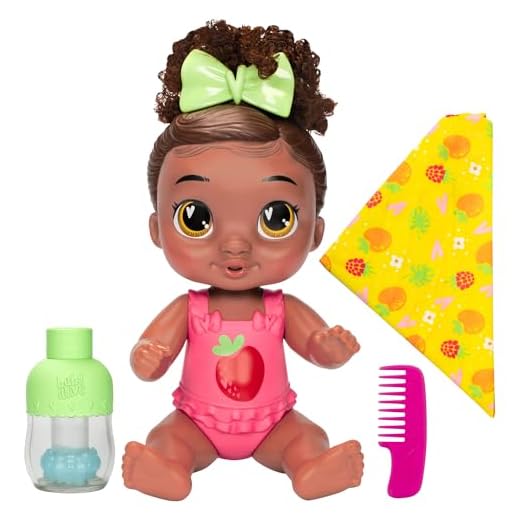 Baby Alive Shampoo Snuggle Berry Boo Black Hair 11 Inch Water Baby Doll Playset, Toys for 3 Year Old Girls & Boys & Up