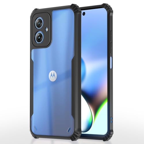 Image of Pikkme Ultra Hybrid Back Cover for Moto G54 5G / G64 5G | Raised Edges |Crystal Clear Transparent | Full Camera Protection Bumper Case (Black)