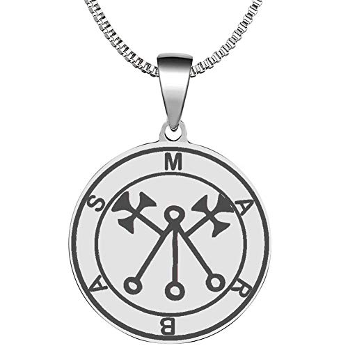 Laser Engraved Demon Great President of Hell Marbas Goetic Seal Lesser Key of King Solomon Stainless Steel Pendant Necklace