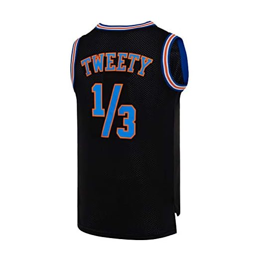 SPPOTY Mens Basketball Jersey 1/3 Tweety Space Moive Jersey 90S T-Shirt White/Black (Black, X-Large)