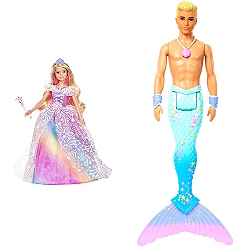 Barbie GFR45 - Dreamtopia Ballkleid Prinzessin Puppe mit blonden Haaren & FXT23 - Dreamtopia Ken Meermann Puppe mit…