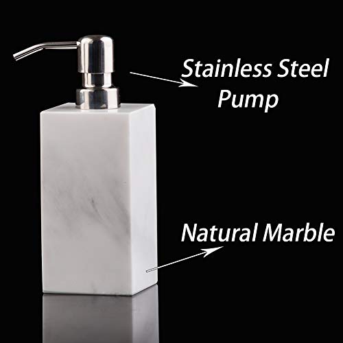 Hand Liquid&Lotion Soap Dispenser Pump Bottle Natural Marble For Kitchen Bathroom Countertop Laundry Room Holds Dish Soap Shampoo Laundry Liquid Shower Gel (Sir White) #TOP1
