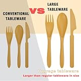 DIYJEP 27 Pieces Large Knives Forks and Spoons Cutlery Set, Reusable Plastic Cutlery Set for 9, Portable Camping Utensils Tableware for Party Lunch Travel School Work Picnic or Daily Use (9 Colors) - Image 4