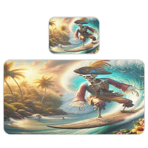 Takiito Pirate Skeleton Surfing Baby Cooling Mattress Pad, Soft & Breathable Cooling Mat Keep Baby Cool in Summer 28x52 in, Nursery Essential