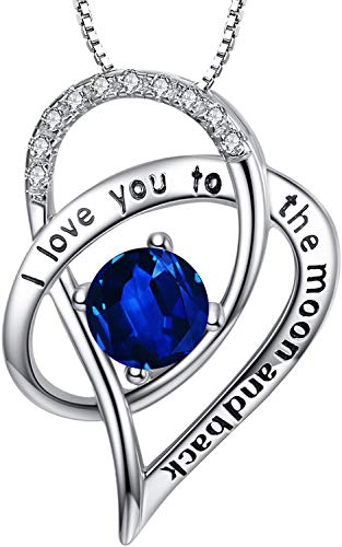Forfamilyltd Sterling Silver I Love You To The Moon and Back Love Heart Pendant Necklace With Love Card