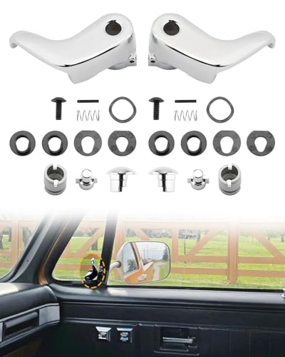 Locking Vent Window Handle Set, Compatible with 1973-1994 Chevy Blazer GMC Jimmy Suburban C/K/G/C/R/V 10 20 30, C/K/V/G 1500 2500 3500 Truck, Metal Front Window Crank Latch Handle (Left & Right Pair)