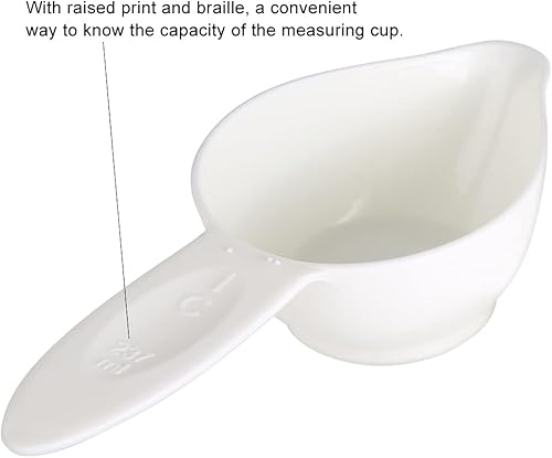 Miniatura 5 de 4 unidsset portátil Braille cuchara medidora taza, cocina cocina herramienta accesorio para los discapacitados visuales