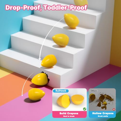 RuiHawk 8 Colors Egg Crayons for Toddlers 1-3, Jumbo Easy-Grip Crayons - image 3
