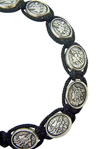 Silver Toned Archangel Saint Michael Medal on Adjustable Cord Bracelet, 8 Inch2