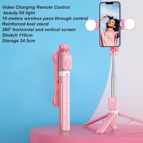 Trípode para teléfono compacto y palo selfie inalámbrico retráctil con luz regulable integrada 5