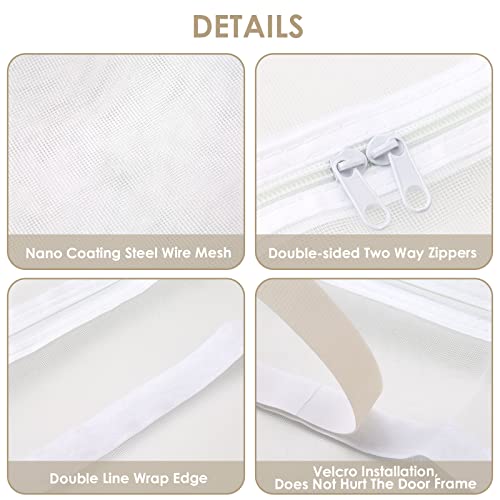 Rehomy Porta de tela para gatos, à prova de arranhões, tela de mosquito, zíperes de dupla face evita