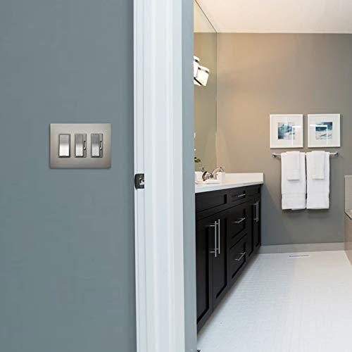 Image of Legrand - Pass & Seymour Radiant 15 Amp Light Switch, 3 Way Light Switch, Brushed Nickel Paddle Rocker Switch, TM873NICC10, 1 Count (Pack of 2)