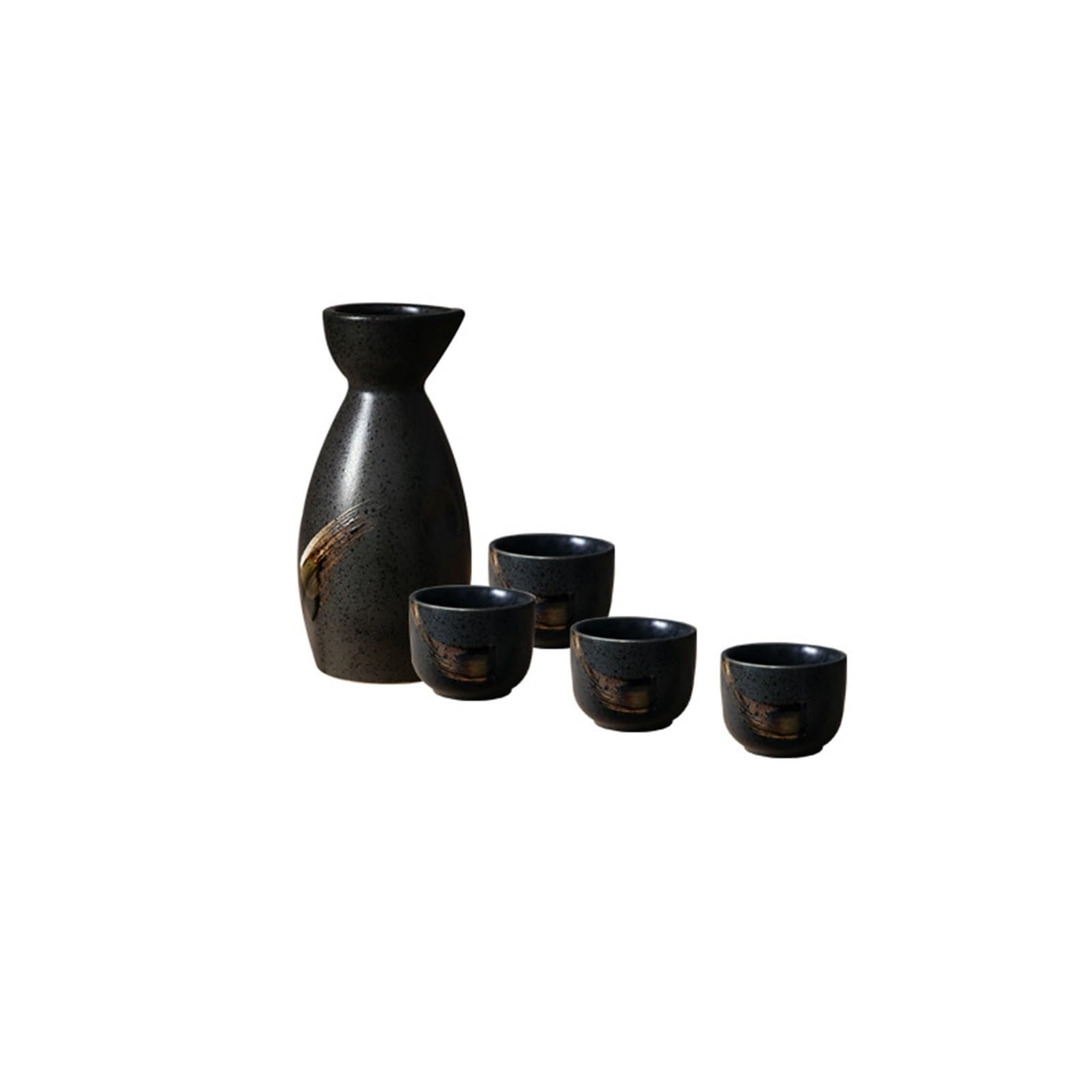 Japanisches Sake-Topf-Set, Traditionelle Sake-Tasse mit kleinen Tassen | , Keramik-Sake-Set(Black)