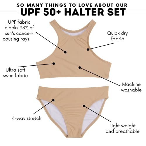 Image of SwimZip Girls' Halter Top and Bikini Bottom 2 Piece Set UPF 50+ Sun Protection