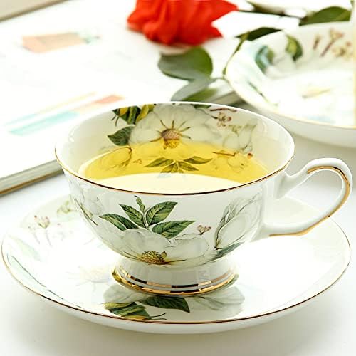 Tea Cup Set with Saucer Camellia Design Espresso Coffee Cups Cup and Saucer(1 Cup 1 Saucer) (1 Cup 1 Saucer)