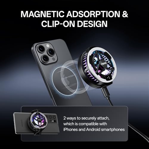 Rapoo MC05 Phone Cooler for Gaming and Streaming, Semiconductor Cooling Technology, Low-Noise, 15W Magsafe Wireless Charger, RGB Cooling Fan with Removable Grip, Compatible with iPhone Magsafe Series - image 5